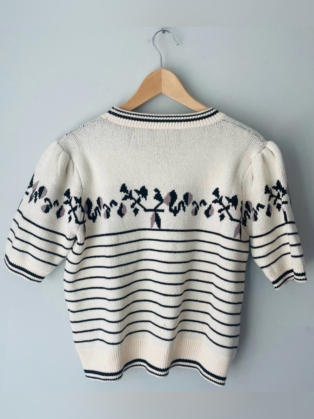 THML Anthropologie Ivory and Black Floral Sweater - Picture 2 of 3